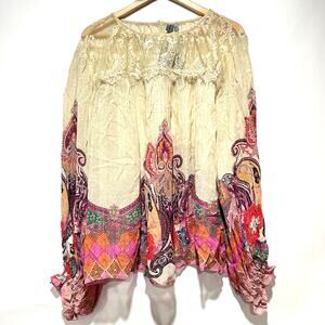 Anthropologie X bl^nk London Shirred Blouse Multicolor Size 1X